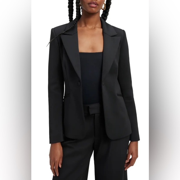 Good American Scuba Tailored Black Blazer Jacket NWT Size Small $189 GJK0112 - Picture 3 of 11